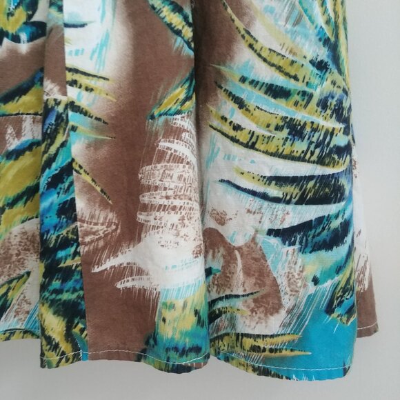 Rachel Adams 100% cotton midi skirt full pleated lined blue green pattern 8 - Picture 2 of 12